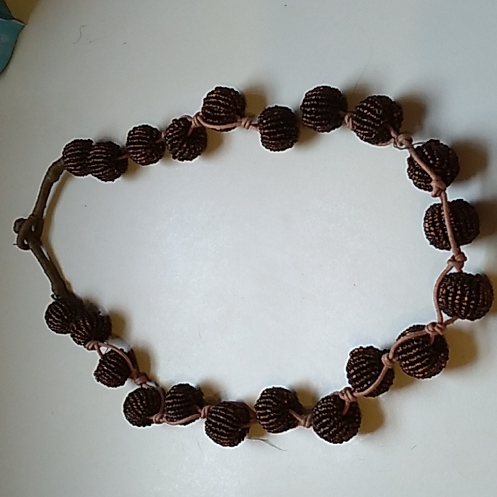 Vintage Beads in Bronze Necklace,